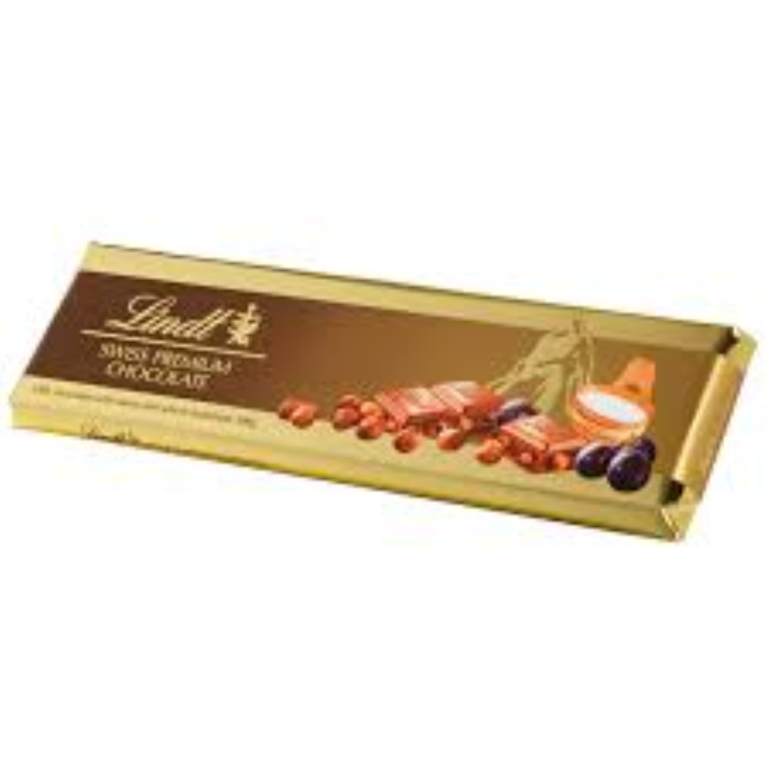 LINDT SWISS PREMIUM MILK RAISIN N HAZELNUT 300G